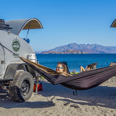 teardrop camper and hammock